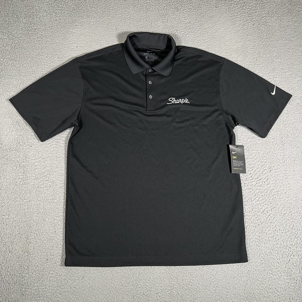 Nike Shirt Mens Large Black Golf Polo Performance Stretch Dri-Fit Casual Preppy